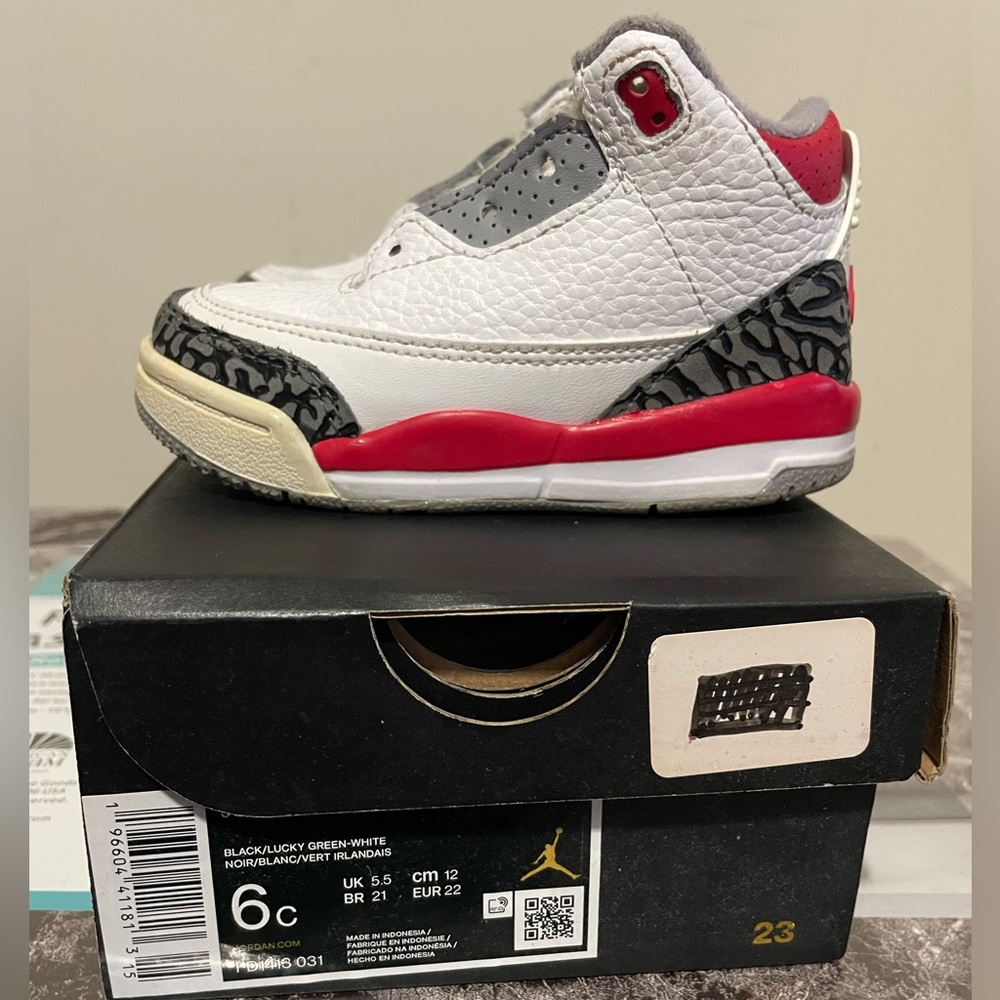 Jordan 3’s white red gray/black Baby/toddler size 6c